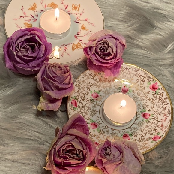 3 Vintage China Tea Plates Boho~Roses~Butterfly